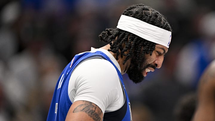 Mar 31, 2025; Dallas, Texas, USA; Dallas Mavericks forward Anthony Davis (3) during the game between the Dallas Mavericks and the Brooklyn Nets at the American Airlines Center. Mandatory Credit: Jerome Miron-Imagn Images