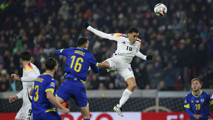 Der frühe Führungstreffer: Jamal Musiala traf mal wieder per Kopf