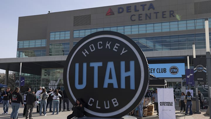 A general view of Delta Center before the game between the Utah Hockey Club and the Seattle Kraken.