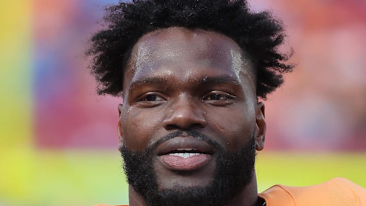 Oct 15, 2023; Tampa, Florida, USA; Tampa Bay Buccaneers linebacker Shaquil Barrett (7) prior to the game against the Detroit Lions at Raymond James Stadium. Mandatory Credit: Kim Klement Neitzel-Imagn Images