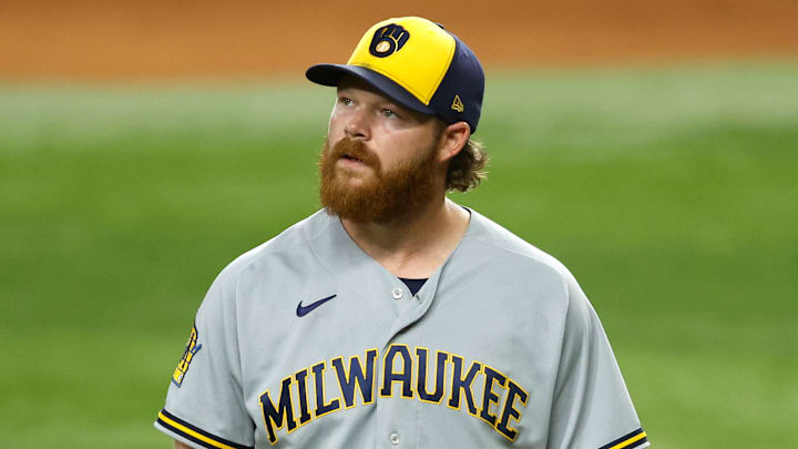 Milwaukee Brewers pitcher Brandon Woodruff