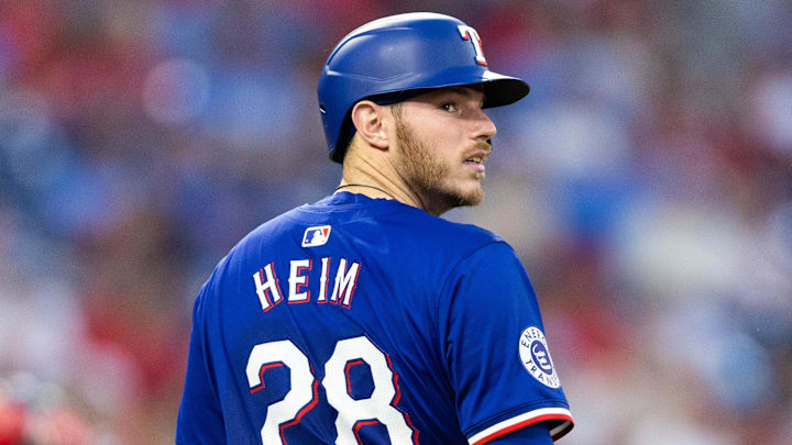 Texas Rangers catcher Jonah Heim (28)