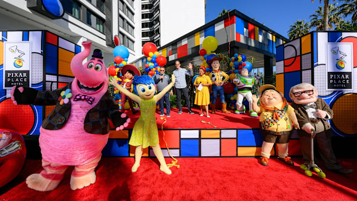 Disneyland Resort celebrated the grand opening of Pixar Place Hotel on Jan. 30 with a festive ceremony featuring appearances from Disneyland Resort and Pixar Animation Studio executives as well as visits from some classic Pixar characters. At the Disneyland Resort in Anaheim, Calif., the imaginative 15 story hotel is the first fully Pixar-themed hotel in the United States. - credit: Richard Harbaugh/Disneyland Resort