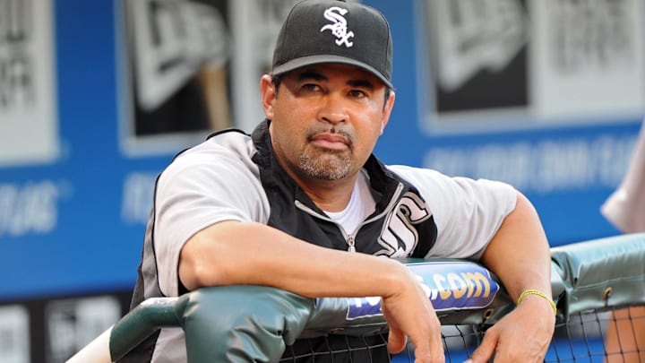 Chicago White Sox manager Ozzie Guillen (13) before a game against the Kansas City Royals at Kauffman Stadium in 2011.