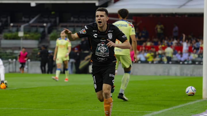 Oussama Idrissi #11 of Tuzos de Pachuca celebrates after...