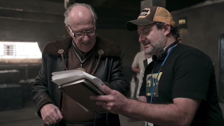 Disney Gallery: The Mandalorian Episode 1 "Directing" - Werner Herzog and Dave Filoni on the set of THE MANDALORIAN. Image Courtesy Disney+