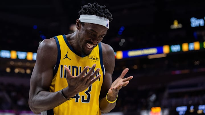 Jan 16, 2026; Indianapolis, Indiana, USA;  Indiana Pacers forward Pascal Siakam (43) in the second half against the New Orleans Pelicans at Gainbridge Fieldhouse. Mandatory Credit: Trevor Ruszkowski-Imagn Images