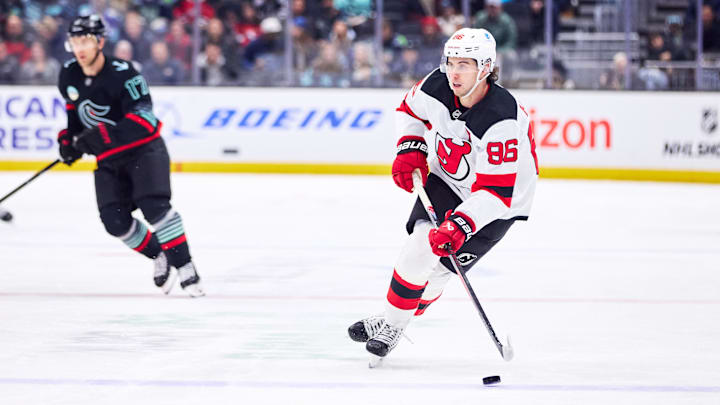 New Jersey Devils center Jack Hughes (86). Mandatory Credit: Blake Dahlin-Imagn Images New Jersey Devils center Jack Hughes (86). Mandatory Credit: Blake Dahlin-Imagn Images