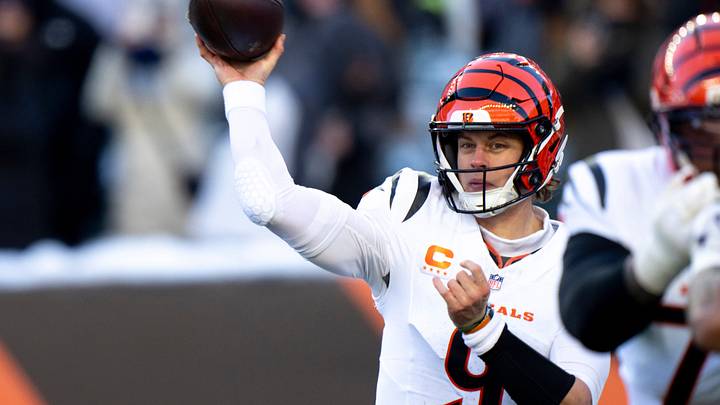 Cincinnati Bengals quarterback Joe Burrow (9) throws a pass in the third quarter of the NFL football game between Baltimore Ravens and Cincinnati Bengals at Paycor Stadium in Cincinnati on Dec. 14, 2025. Cincinnati Bengals quarterback Joe Burrow (9) throws a pass in the third quarter of the NFL football game between Baltimore Ravens and Cincinnati Bengals at Paycor Stadium in Cincinnati on Dec. 14, 2025.