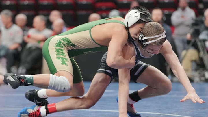 Alexander Pierce of Iowa City West is among those Iowa high school wrestlers in the semifinals at the Dan Gable Donnybrook.