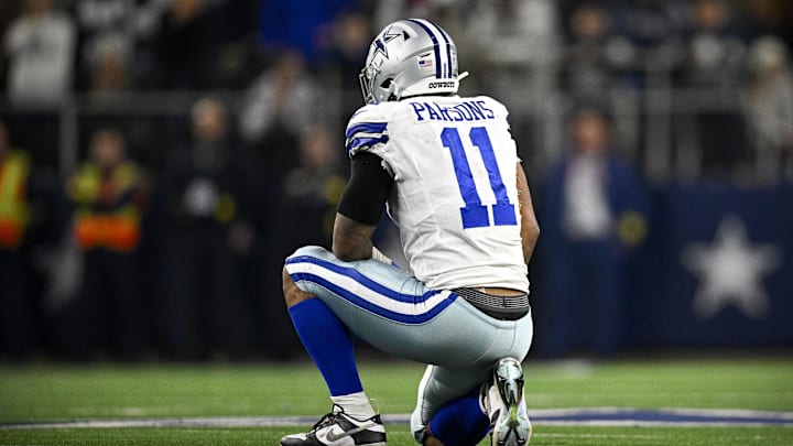 Dallas Cowboys linebacker Micah Parsons during the game between the Dallas Cowboys and the Philadelphia Eagles at AT&T Stadium.