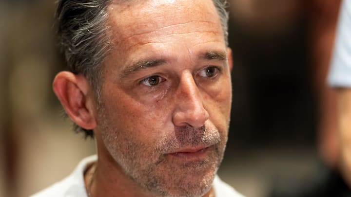 San Francisco 49ers head coach Kyle Shanahan during the 2026 NFL Annual League Meeting San Francisco 49ers head coach Kyle Shanahan during the 2026 NFL Annual League Meeting