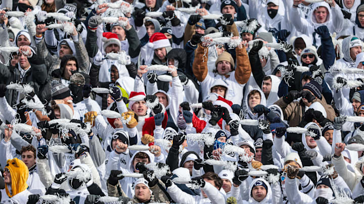  Penn State Nittany Lions fans cheer during the first half against the SMU Mustangs at Beaver Stadium.