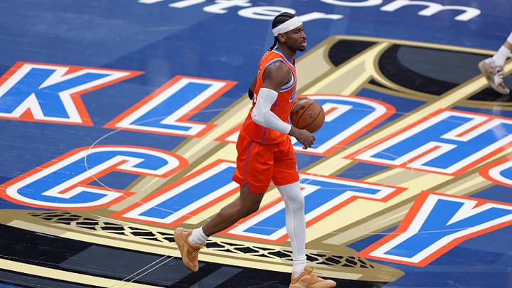 Dec 10, 2025; Oklahoma City, Oklahoma, USA; Oklahoma City Thunder guard Shai Gilgeous-Alexander (2) dribbles the ball down the court against the Phoenix Suns during the first quarter at Paycom Center. Mandatory Credit: Alonzo Adams-Imagn Images
