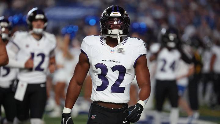 Sep 13, 2026; Indianapolis, Indiana, USA; Baltimore Ravens linebacker Trenton Simpson (32) takes the field to face the Indianapolis Colts at Lucas Oil Stadium. Mandatory Credit: Trevor Ruszkowski-Imagn Images Sep 13, 2026; Indianapolis, Indiana, USA; Baltimore Ravens linebacker Trenton Simpson (32) takes the field to face the Indianapolis Colts at Lucas Oil Stadium. Mandatory Credit: Trevor Ruszkowski-Imagn Images