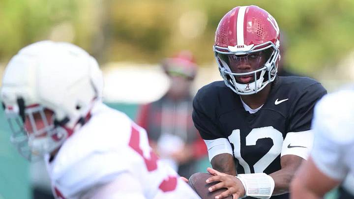8/11/26 MFB Fall Camp Practice 6 Alabama Quarterback Keelon Russell (12) 8/11/26 MFB Fall Camp Practice 6 Alabama Quarterback Keelon Russell (12)