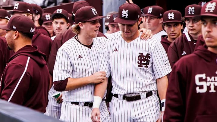 Mississippi State Infielder/Outfielder Blake Bevis (#33) during the game between the Alcorn State Braves and the Mississippi State Bulldogs at Dudy Noble Field at Polk-Dement Stadium in Starkville, MS.
