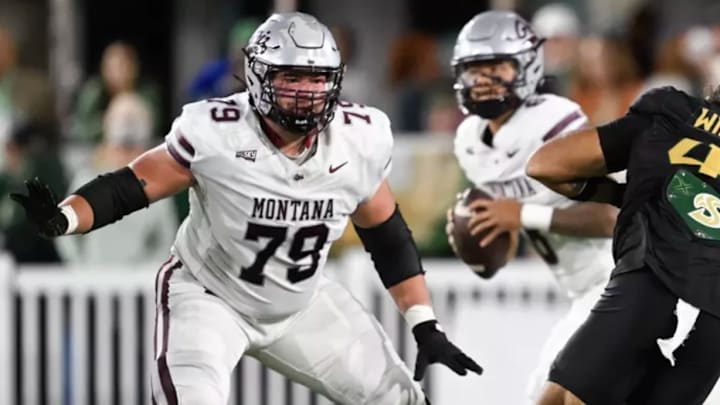 Montana offensive lineman Liam Brown (79)