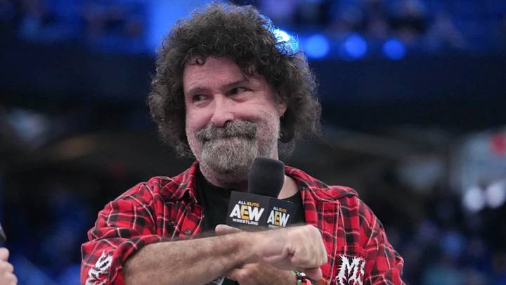 Mick Foley during his AEW debut. Mick Foley during his AEW debut.