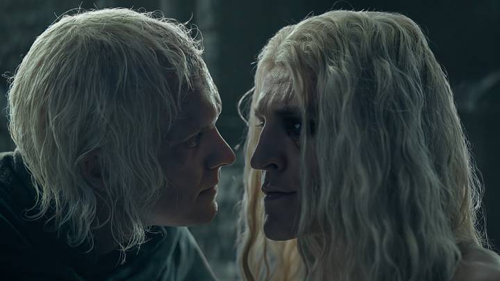 Tom Glynn-Carney (Aegon Targaryen) and Ewan Mitchell (Aemond Targaryen) in House of the Dragon season 3 episode 8. Photograph by Theo Whiteman/HBO. Tom Glynn-Carney (Aegon Targaryen) and Ewan Mitchell (Aemond Targaryen) in House of the Dragon season 3 episode 8. Photograph by Theo Whiteman/HBO.
