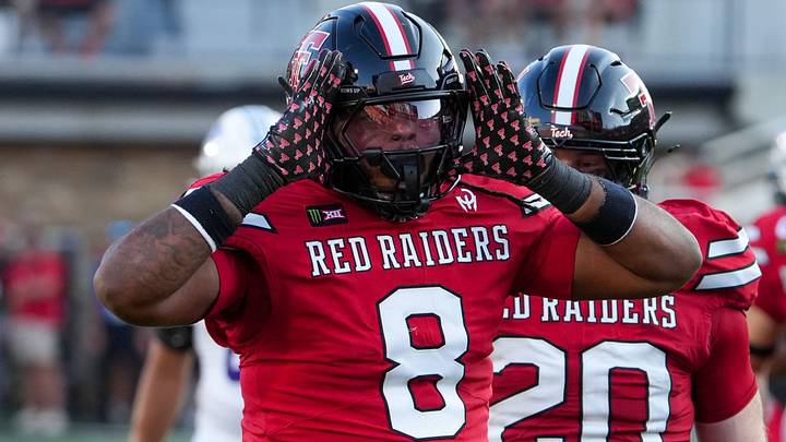 Texas Tech's Jamond Mathis reacts to recording a sack against Abilene Christian during a non-conference Division I football game, Saturday, Sept. 5, 2026, at Galaxy Stadium. Texas Tech's Jamond Mathis reacts to recording a sack against Abilene Christian during a non-conference Division I football game, Saturday, Sept. 5, 2026, at Galaxy Stadium.