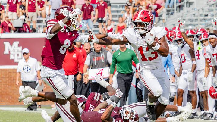 Alabama running back EJ Crowell breaks a tackle in the second half of the game against Mississippi State on Oct 3, 2026. Alabama running back EJ Crowell breaks a tackle in the second half of the game against Mississippi State on Oct 3, 2026.