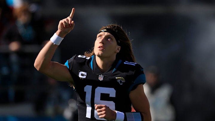 Jacksonville Jaguars quarterback Trevor Lawrence (16) at TIAA Bank Field in Jacksonville. [Corey Perrine/Florida Times-Union]