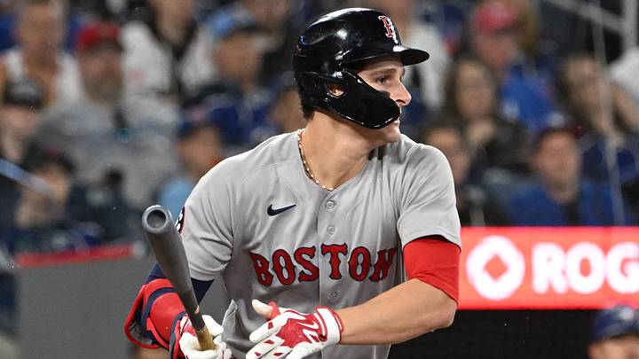 Apr 27, 2026; Toronto, Ontario, CAN; Boston Red Sox designated hitter Roman Anthony (19) hits an RBI single against the Toronto Blue Jays in the fifth inning at Rogers Centre. Mandatory Credit: Dan Hamilton-Imagn Images Apr 27, 2026; Toronto, Ontario, CAN; Boston Red Sox designated hitter Roman Anthony (19) hits an RBI single against the Toronto Blue Jays in the fifth inning at Rogers Centre. Mandatory Credit: Dan Hamilton-Imagn Images