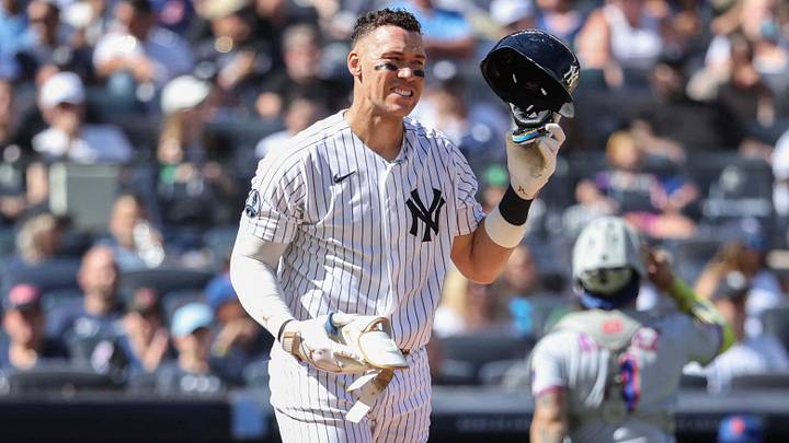 Sep 13, 2026; Bronx, New York, USA; New York Yankees right fielder Aaron Judge (99) reacts after striking out in the third inning against the New York Mets at Yankee Stadium. Mandatory Credit: Wendell Cruz-Imagn Images Sep 13, 2026; Bronx, New York, USA; New York Yankees right fielder Aaron Judge (99) reacts after striking out in the third inning against the New York Mets at Yankee Stadium. Mandatory Credit: Wendell Cruz-Imagn Images