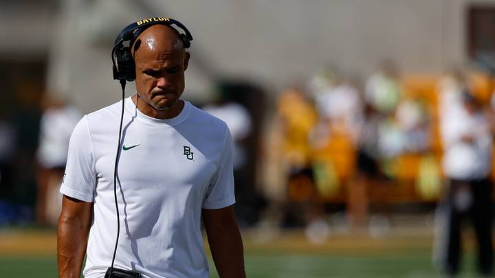 Sep 19, 2026; Waco, Texas, USA; Baylor Bears head coach Dave Aranda reacts during the first half against the Louisiana Tech Bulldogs at McLane Stadium. Mandatory Credit: Chris Jones-Imagn Images Sep 19, 2026; Waco, Texas, USA; Baylor Bears head coach Dave Aranda reacts during the first half against the Louisiana Tech Bulldogs at McLane Stadium. Mandatory Credit: Chris Jones-Imagn Images