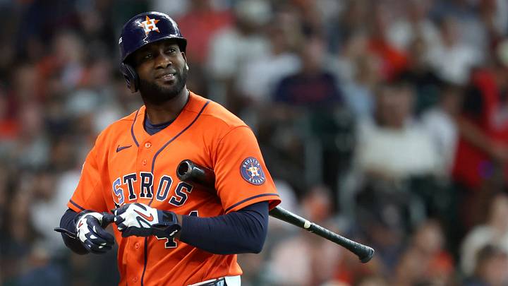 Astros outfielder Yordan Alvarez (44) reacts to striking out against the White Sox. Credit: Troy Taormina-Imagn Astros outfielder Yordan Alvarez (44) reacts to striking out against the White Sox. Credit: Troy Taormina-Imagn