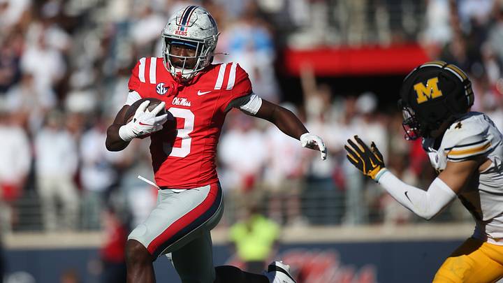 Mississippi Rebels wide receiver Caleb Cunningham carries the ball against the Missouri Tigers during the first half at Vaught-Hemingway Stadium. Mandatory Credit: Petre Thomas-Imagn Images Mississippi Rebels wide receiver Caleb Cunningham carries the ball against the Missouri Tigers during the first half at Vaught-Hemingway Stadium. Mandatory Credit: Petre Thomas-Imagn Images