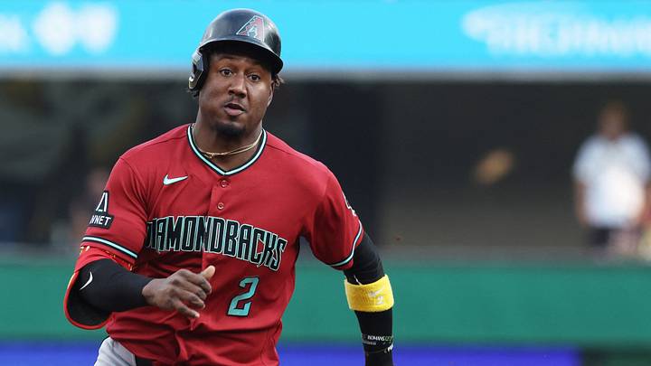 Jul 28, 2026; Pittsburgh, Pennsylvania, USA;  Arizona Diamondbacks shortstop Geraldo Perdomo (2) runs to third base with a triple against the Pittsburgh Pirates during the first inning at PNC Park. Mandatory Credit: Charles LeClaire-Imagn Images