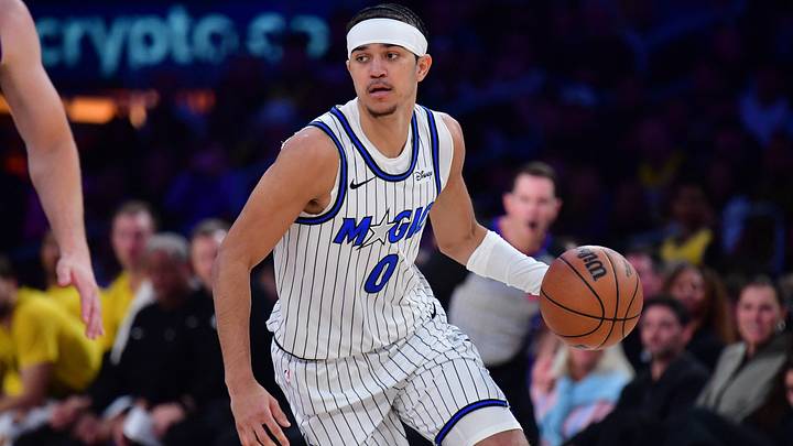 Feb 24, 2026; Los Angeles, California, USA; Orlando Magic guard Anthony Black (0) moves the ball up court against the Los Angeles Lakers during the first half at Crypto.com Arena. Mandatory Credit: Gary A. Vasquez-Imagn Images Feb 24, 2026; Los Angeles, California, USA; Orlando Magic guard Anthony Black (0) moves the ball up court against the Los Angeles Lakers during the first half at Crypto.com Arena. Mandatory Credit: Gary A. Vasquez-Imagn Images