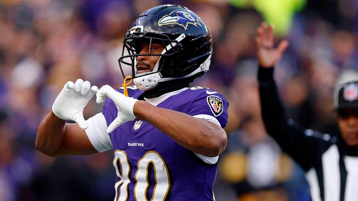 Baltimore Ravens tight end Isaiah Likely (80) reacts after scoring a touchdown against the Pittsburgh Steelers during the second half at M&T Bank Stadium. Mandatory Credit: Peter Casey-Imagn Images
