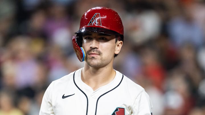 Sep 16, 2025; Phoenix, Arizona, USA; Arizona Diamondbacks outfielder Corbin Carroll against the San Francisco Giants at Chase Field. Mandatory Credit: Mark J. Rebilas-Imagn Images Sep 16, 2025; Phoenix, Arizona, USA; Arizona Diamondbacks outfielder Corbin Carroll against the San Francisco Giants at Chase Field. Mandatory Credit: Mark J. Rebilas-Imagn Images