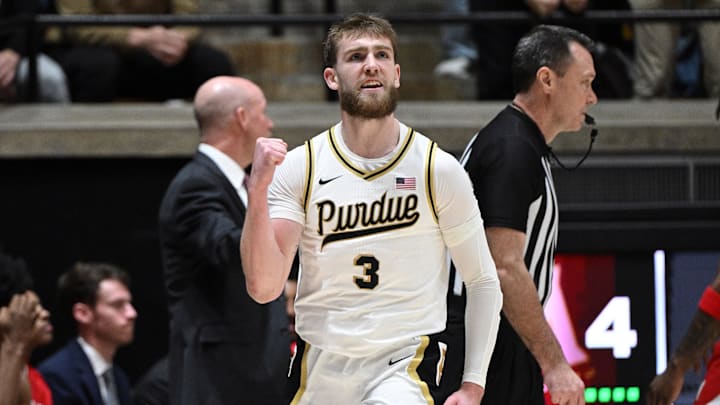 Purdue Boilermakers guard Braden Smith (3) celebrates a basket Purdue Boilermakers guard Braden Smith (3) celebrates a basket