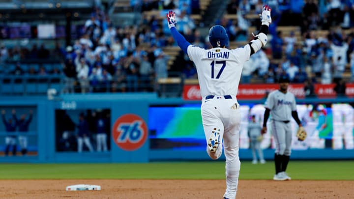 The patch on Shohei’s Ohtani’s pants in this picture made a baseball card worth over a million dollars. 