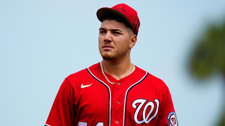 Mar 14, 2023; Port St. Lucie, Florida, USA; Washington Nationals starting pitcher Cade Cavalli (54) walks onto the field prior to a game against the New York Mets at Clover Park. Mar 14, 2023; Port St. Lucie, Florida, USA; Washington Nationals starting pitcher Cade Cavalli (54) walks onto the field prior to a game against the New York Mets at Clover Park.