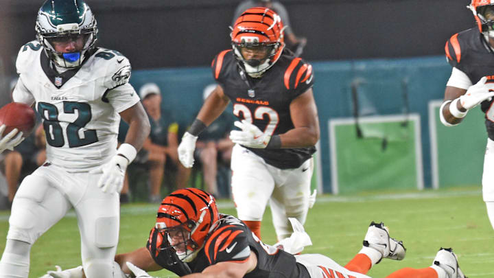 Ainias Smith gets loose for a 46-yard punt return in the Eagles' preseason win over the Bengals. Ainias Smith gets loose for a 46-yard punt return in the Eagles' preseason win over the Bengals.