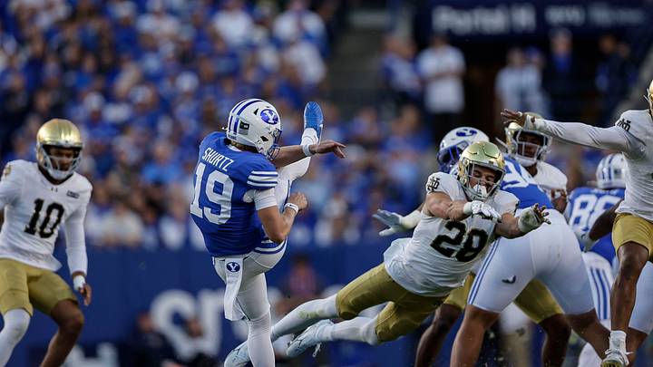 BYU Football punter Fuller Shurtz against Notre Dame BYU Football punter Fuller Shurtz against Notre Dame