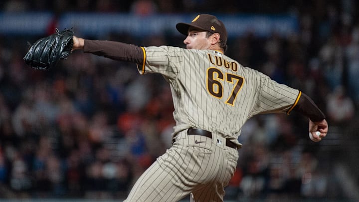 Sep 26, 2023; San Francisco, California, USA; San Diego Padres starting pitcher Seth Lugo (67)
