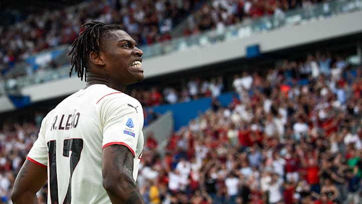 Rafael Leao of AC Milan celebrates during the Serie A...