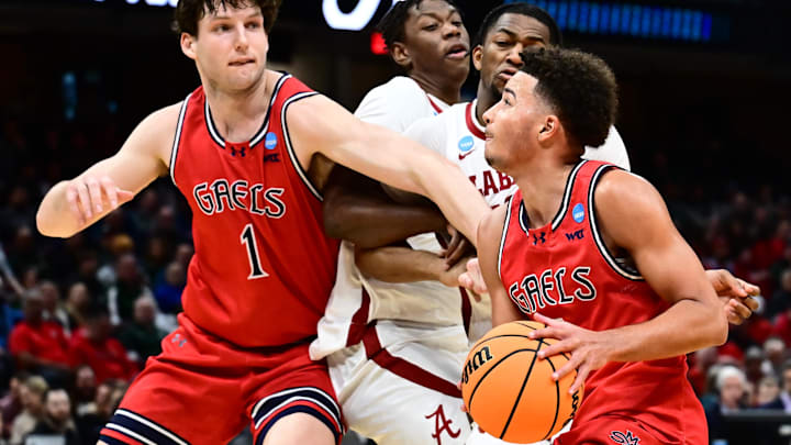 St. Mary's Gaels guard Jordan Ross looks for a shot  against Alabama in the NCAA Tournament. 