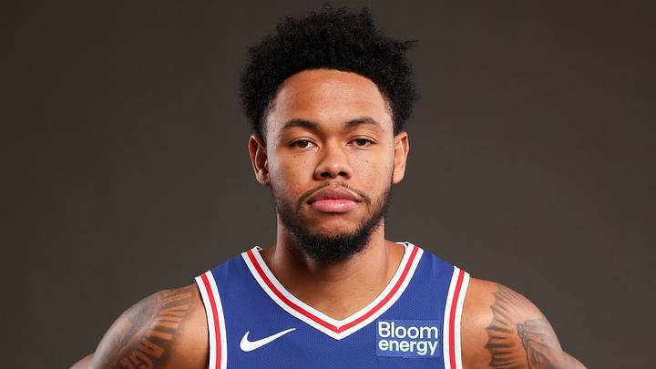 Sep 28, 2026; Camden, NJ, USA; Philadelphia 76ers Anfernee Simons poses for a photo during media day on Sep. 28, 2026.