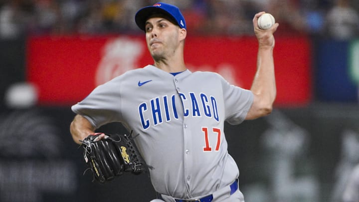 Aug 9, 2025; St. Louis, Missouri, USA; Chicago Cubs relief pitcher Taylor Rogers (17) pitches against the St. Louis Cardinals during the eighth inning at Busch Stadium. Aug 9, 2025; St. Louis, Missouri, USA; Chicago Cubs relief pitcher Taylor Rogers (17) pitches against the St. Louis Cardinals during the eighth inning at Busch Stadium.