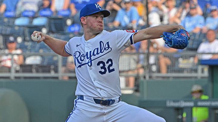 Jul 2, 2026; Kansas City, Missouri, USA; Kansas City Royals starting pitcher Stephen Kolek (32) throws a pitch in the first inning against the Tampa Bay Rays at Kauffman Stadium. Mandatory Credit: Peter Aiken-Imagn Images Jul 2, 2026; Kansas City, Missouri, USA; Kansas City Royals starting pitcher Stephen Kolek (32) throws a pitch in the first inning against the Tampa Bay Rays at Kauffman Stadium. Mandatory Credit: Peter Aiken-Imagn Images