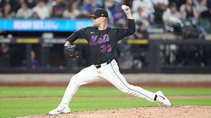 May 29, 2026; New York City, New York, USA; New York Mets pitcher A.J. Minter (33) delivers a pitch against the Miami Marlins during the fifth inning at Citi Field. Mandatory Credit: Gregory Fisher-Imagn Images May 29, 2026; New York City, New York, USA; New York Mets pitcher A.J. Minter (33) delivers a pitch against the Miami Marlins during the fifth inning at Citi Field. Mandatory Credit: Gregory Fisher-Imagn Images