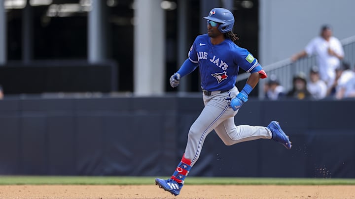 Charles McAdoo (84) doubles against the New York Yankees in the sixth inning during spring training at George M. Steinbrenner Field.