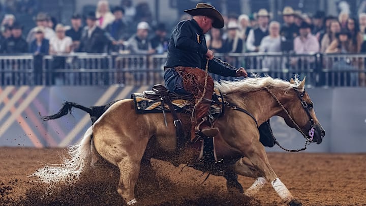 Corey Cushing competing at the 2024 American Performance Horseman Corey Cushing competing at the 2024 American Performance Horseman
